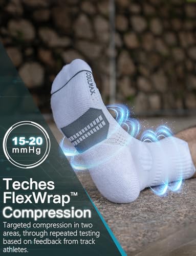Juclise Men's Compression Running Crew Socks, 3 Pairs - color: Glacier White, size: Medium