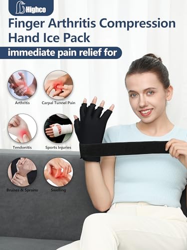highco 2 Pack Ice Gloves for Arthritis Hands Pain Relief, Adjustable Hand Ice Pack for Hot & Cold Therapy, Reusable Gel Compression Finger Wrist Ice Pack for Tendinitis, Carpal Tunnel,Swelling - size: M( 2PCS)