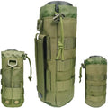 Tactical MOLLE Water Bottle Holder, Upgraded Water Bottle Pouch with Drawstring Open Top & Mesh Bottom, 16/24/25/32oz Water Bottle Carrier Bag with D-Ring Hook for Backpack - color: Green
