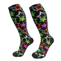 Compression Socks Women And Men For Nurses Travel Pregnancy Recovery Running Athletic - color: Graffiti Style Star Black
