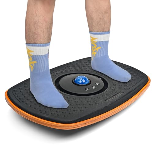 Standing Desk Anti Fatigue Mat Balance Board with Marble, 360° Rotation Exercise Wooden Wobble Board Stability Rocker Perfect for Office, Workstation, Home, Gym, Kitchen