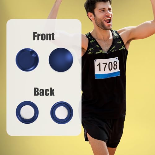 BOXOB 10 Pairs Magnetic Race Bib Clips (Navy Blue & Lake Blue) - color: Navy blue+lake blue
