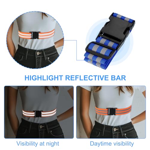 PATIKIL Adjustable Reflective Running Belt, Glow Pt Belt Sash for Cycling Walking - color: Blue, size: 1.9 Inch
