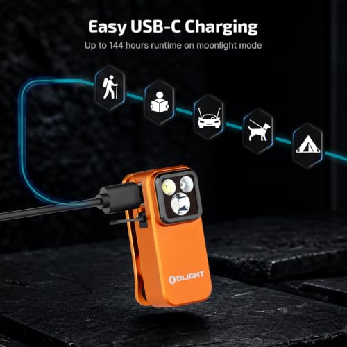 OLIGHT Oclip Pro Rechargeable EDC Clip-on Flashlight, Orange - color: Orange