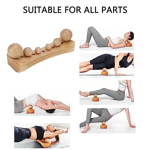Psoas Muscle Release Tool Wooden Body Massage Tool Point Wood Massager with 6 Massage Heads for Occipital Back (A)