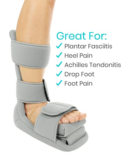 Vive Plantar Fasciitis Night Splint Plus Trigger Point Stretch Wedges - color: Gray, size: Large