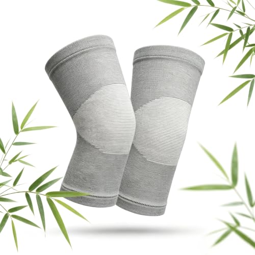 One Compression Bamboo Knee Sleeve - Bamboo Knee Sleeves for Men Women - Anti-Slip Compression Knee Sleeve - Elastic Sport Warm Knee Brace (Gray, X-Large) - size: X-Large