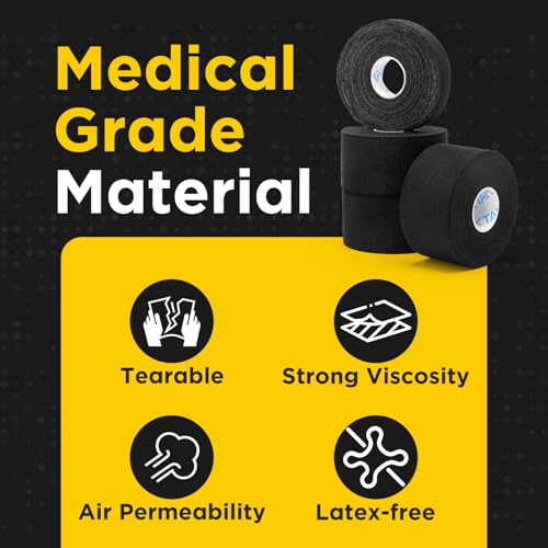 OK TAPE Athletic Tape Finger Tape 3 Rolls 1.5" x 15yds and 1 Roll 0.5in x 15yds - color: Black, size: 1.5" x 15yards-3rolls and 0.5in x 15yards-1rolls