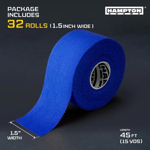 Hampton Adams Athletic Tape Multi Pack, Sports Medical Grade, Easy Tear - color: Royal Blue (32 Pack)