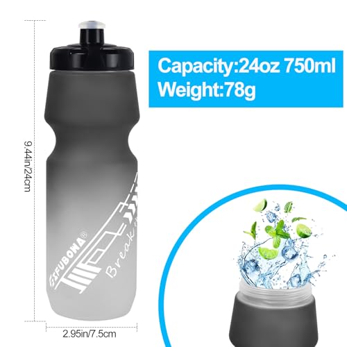 24oz Bike Water Bottle Leakproof Squeeze BPA Free Bicycle Bottles - color: Black/White+Green/Black, size: 2‑Pack