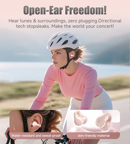 Kinglucky i21 Open Ear Clip On Earbuds Wireless Bluetooth Ear Clip Headphones with Mic,Noise Cancelling, Waterproof IPX4,for Small Ears,Perfect for Running,Sports,Glasses Wearers (Pink) - color: Pink