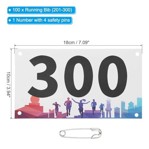 PATIKIL Tearproof Running Bib Numbers, Waterproof Race Competitor Numbers - size: 7x4 Inch, style: 201-300