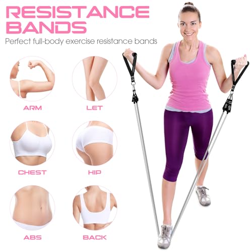 Resistance Bands with Handles, 5 Level Exercise Bands, 150LBS Workout Bands - color: ‎Grey Set
