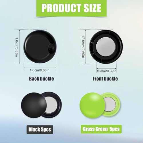 BOXOB 10 Pairs Magnetic Race Bib Clips (Black & Grass Green) - color: Black+Grass Green