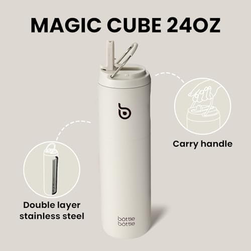 BOTTLE BOTTLE Insulated Water Bottle 24oz with Straw Lid and Handle Sports - color: Light Gray