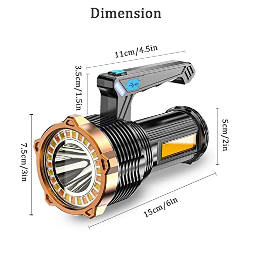 Wrrozz LED Flashlight USB Rechargeable, 8 Modes with Side Light & Hooks - size: C