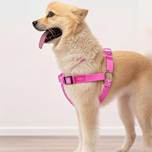 Dog Harness No Pull Outdoor Pet Harness Thickened Adjustable Chest Vest Escape Proof Heavy Duty Walking Dog Harness Reflective Control Hiking - color: Pink, size: Small