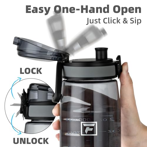 Fanhaw 32 oz Clear Plastic Water Bottle, Chug Lid, Gray - color: Gray