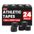 NUITPY 24 Pack Athletic Tape, Black Sports Tape, Easy Tear Wrist Tape - color: Black-24 Rolls