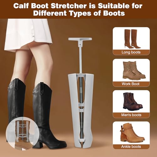 Boot Calf Stretcher,Professional Boot Shaft Stretcher– Heavy-Duty Aluminum Alloy,Ideal For Wide Calf,Leather & Cowboy Boots,Relieves Boot Tightness On Ankle & Calf