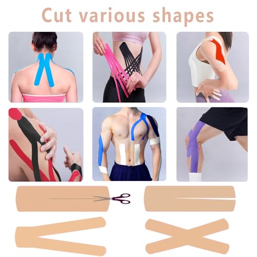 SOON GO Kinesiology Tape, 2 ih x 16.4 ft Uncut athletic tape, Waterproof Breathable Latex-Free, Muscle Recovery & Joint Support, Beige (1/2/5 Rolls) - color: Beige, size: 1 Count (Pack of 1)