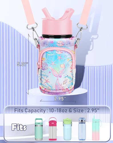 Miss Adola Kids Water Bottle Carrier, 10-18 Oz - color: Pink Fishtail