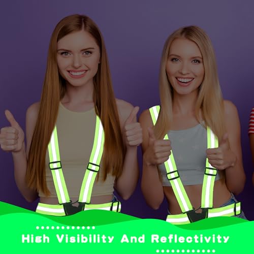 12 Pcs Reflective Safety Vests Visibility Reflective Straps Gear Adjustable Reflective Running Vests for Traffic Control Night Cycling Walking