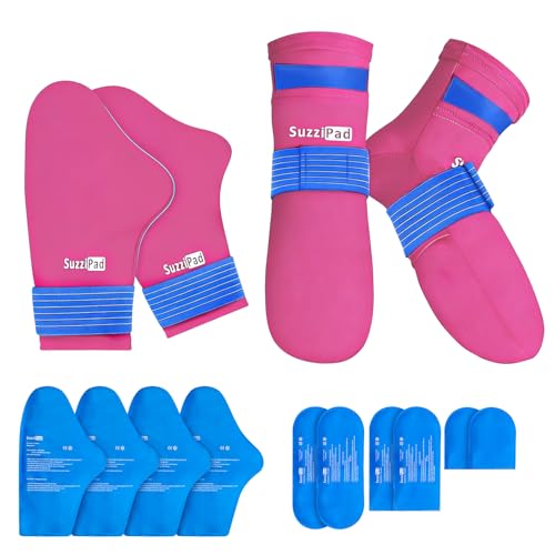 SuzziPad Cold Socks & Hands Ice Pack for Chemo Must Haves, Bright Pink, L - size: L