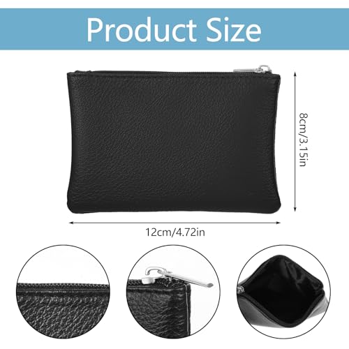 10 Pcs Coin Purse Portable PU Leather Coin Purse Pouch Mini Card Holder Wallet with Zipper Small Change Bag for Women Men Credit Card Folded Bills ID Key Headset Lipstick - color: Black
