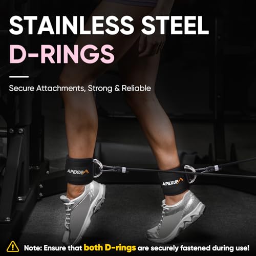 APEXUP Ankle Strap for Cable Machine, Ankle Resistance Bands, Cable Kick Back Ankle Straps for Gym, Glute Workouts, Leg Extensions, Adjustable Straps with Neoprene Padding - color: Black, style: Pair