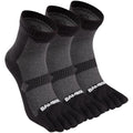 Sunew 3 Pairs Toe Socks for Men Women,Viscose Bamboo Breathable Athletic Running Five Finger Ankle/Quarter Socks - color: 3 Pairs Black Gray, size: Small