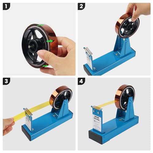 U.S. Solid Desktop Multi-Roll Tape Dispenser - 1.5 Inch Wide, 1 or 3 Inch Core, Iron, Blue