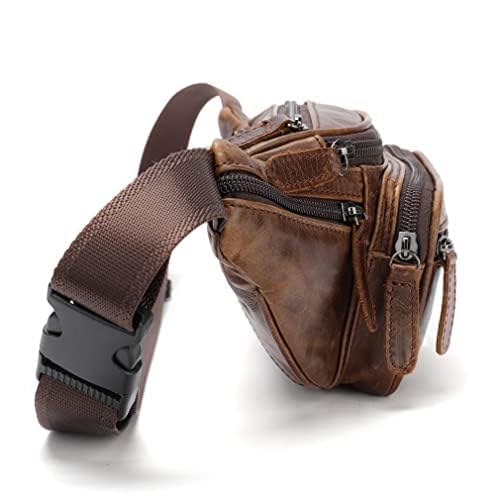 Leather Fanny Pack Waist Bag for Men Women Outdoor Travel Hiking Camping Walking Running Hip Bum Belt Slim Cell Phone Purse Wallet Pouch Coffee - color: #00Coffee