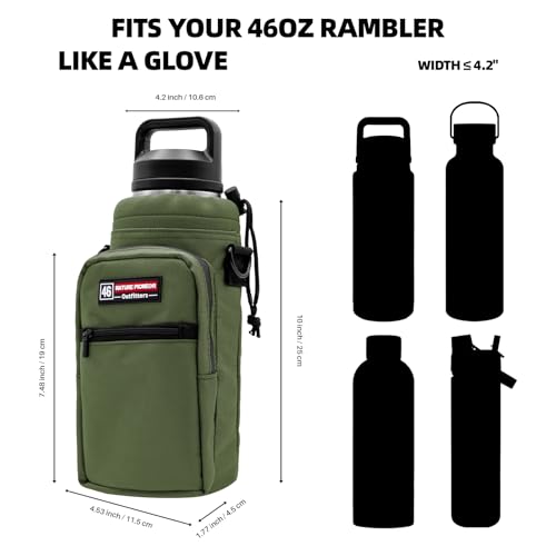 NATURE PIONEOR 26-128 oz Insulated Water Bottle Carrier Holder with Strap - color: Green, size: 40-46oz