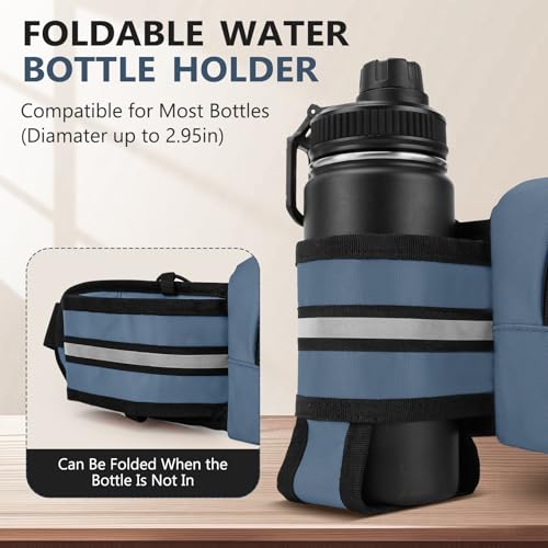 Fanny Pack for Men Women Waist Bag with Water Bottle Holder for Hiking, Travel,Dog Walking, Workout (Dark Blue) - color: Dark Blue
