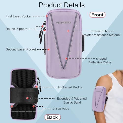 Running Phone Holder Women Men,Reflective Stripe Armband 7.5" Purple - color: 04 - Purple