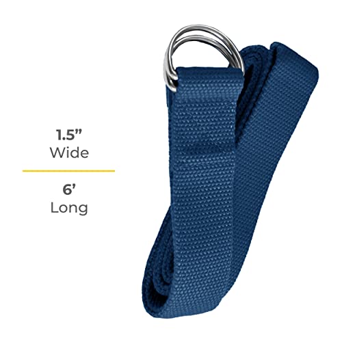 Bulk Yoga Straps, 10 Pack, 6ft, D-Ring Buckle - color: Blue