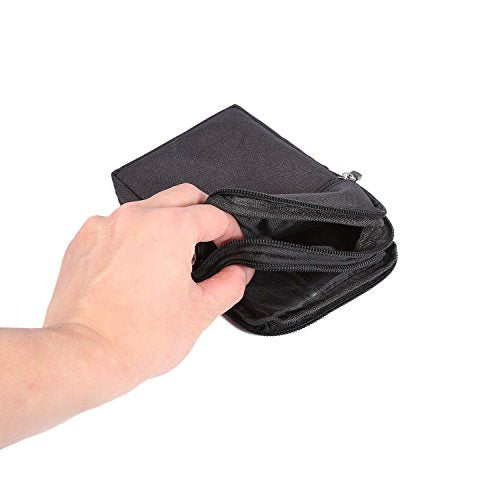 Small Cell Phone Holster with Belt Loop, Men Mobile Phone Belt Clip Pouch, Men's Bag Zippered Phone Belt Holder Phone Case with Clip Bumbag Protector Waist Pouch Wallet with Carabiner Hook Belt Loop - color: Black