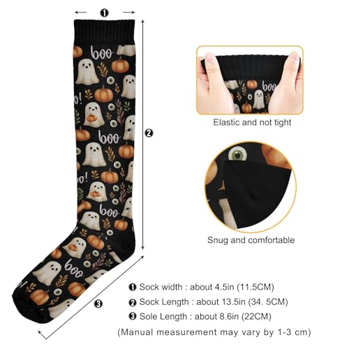 Wusikd Milk Cow Compression Socks for Women and Men Circulation Flowers Long Socks for Athletic Running 2 - color: Halloween Ghosts