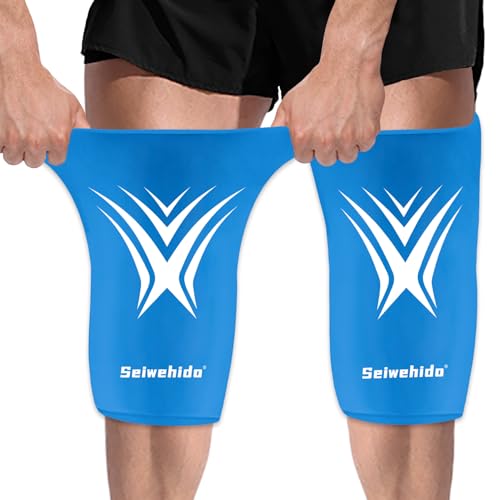 Extended Leg Knee Ice Pack Wrap Sleeve for Knees Injuries Reusable 2 Pack - color: Blue-2pack