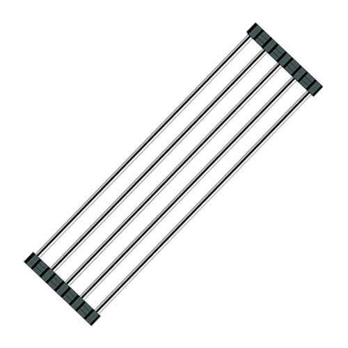 Ahyuan Roll up Dish Drying Rack Over The Sink Kitchen Roll up Sink Drying Rack Portable Dish Drainer Foldable Dish Drying Rack (Black, 17.8''X3.7'') - color: Black, size: Rectangle 17.8 inches x 3.7 inches