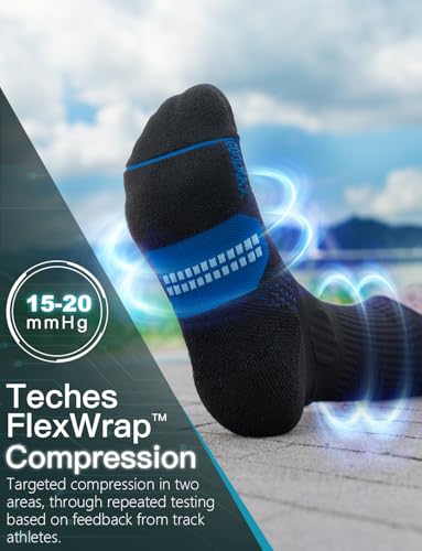 Juclise Men's Compression Running Crew Socks, 3 Pairs - color: Gradient Blue, size: Medium