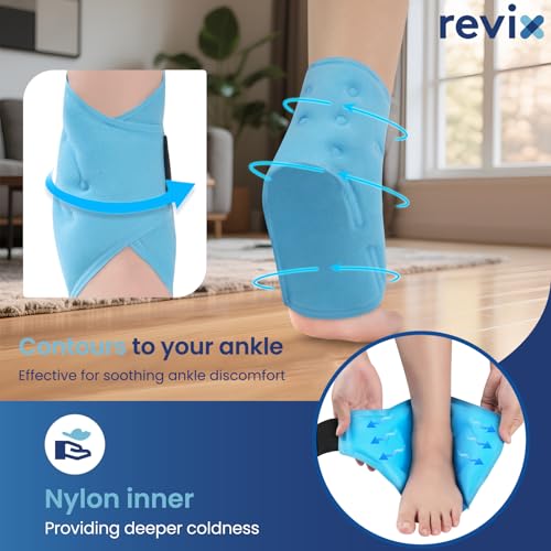 REVIX Ankle Ice Pack Wrap – Reusable Gel Cold Compression for Foot Discomfort, Full Leg Ice Pack Wrap Around Entire Leg