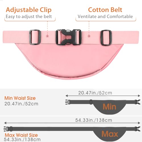 Large Fanny Pack for Women Men - Syican Waist bag with 3-Zipper Pockets - color: Pink