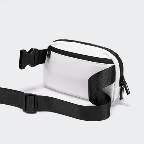 Pander Nylon Fanny Pack for Women, Two-Way Zipper Crossbody Bag - color: White