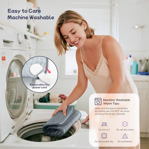 Heating Pad for Back, Upgraded Electric Heating Pad for Low Back Neck Shoulder Pain Relief, 12 x 24+26" Large Heat Pad with 4 Timer 6 Heat Setting & Auto Shut Off, Christmas Birthday Gifts for Men Dad - color: Gray