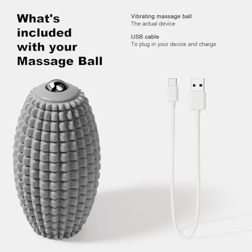 HODEMI Vibrating Massage Ball Roller with Rolling Head, 3 Speeds, Gray - color: Gray