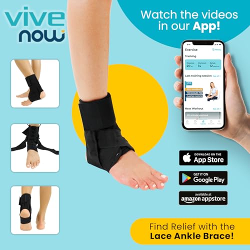 Vive Lace Up Ankle Brace - Men, Women Foot Support Stabilizer Compression - size: Medium (Pack of 1)