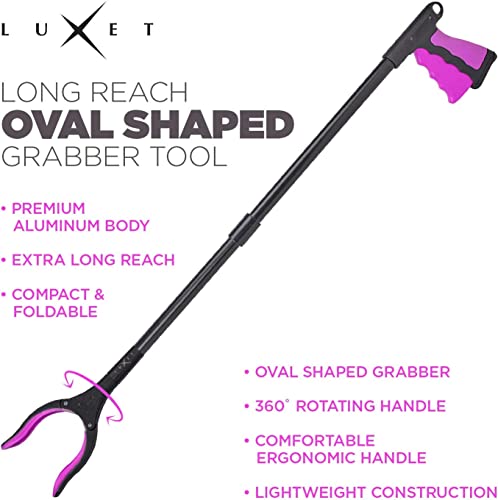 Grabber Reacher Tool - 2 Pack - Latest Version Long 32 Inch Foldable Pick Up Stick - Strong Grip Magnetic Tip Lightweight Trash Picker Claw Reacher Grabber Tool Elderly Reaching - by Luxet (Pink) - color: Pink