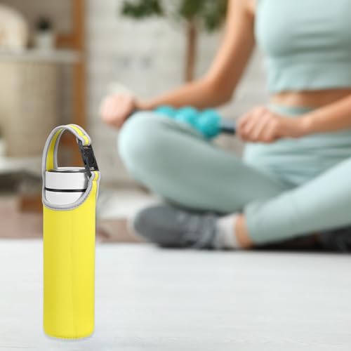 uxcell 2pcs Neoprene Water Bottle Sleeve, 15.5-20oz Insulated Water Glass Bottle Carrier Bag Collapsible Drink Bottle Sleeve Cover Holder with 2 Straps, Yellow - color: Yellow